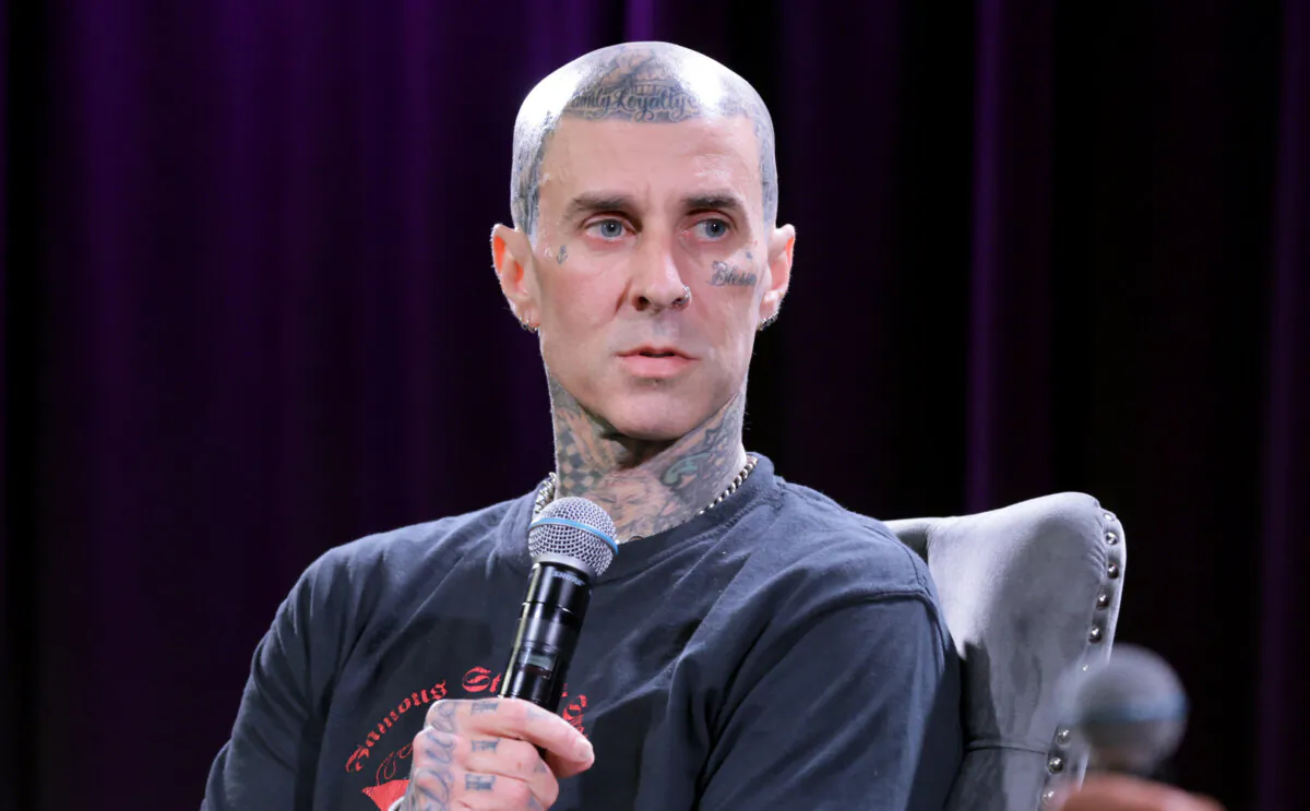 Travis Barker speaks onstage at an event in Los Angeles on Oct. 16, 2024. (Rebecca Sapp/Getty Images for The Recording Academy)