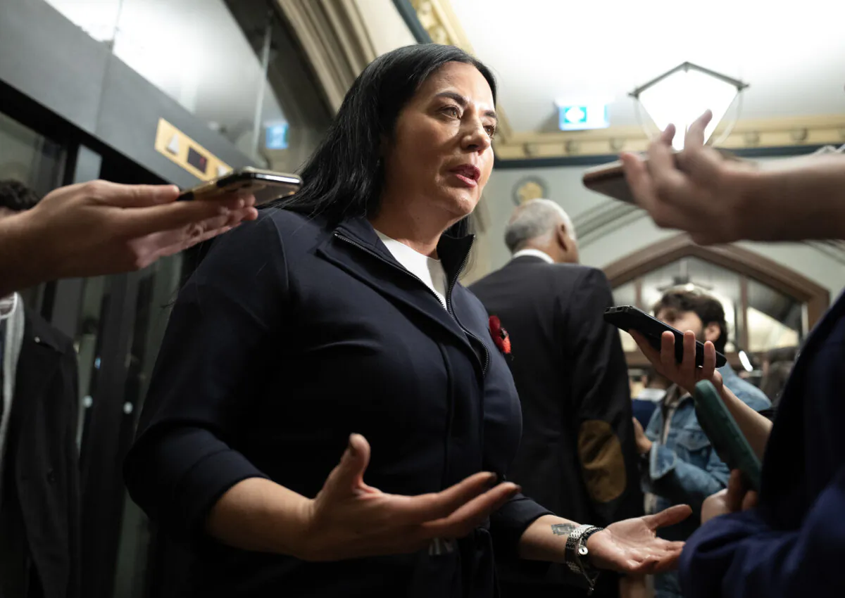 Tourism Minister Soraya Martinez Ferrada speaks with reporters before a cabinet meeting, on October 29, 2024, in Ottawa. (Adrian Wyld/The Canadian Press)