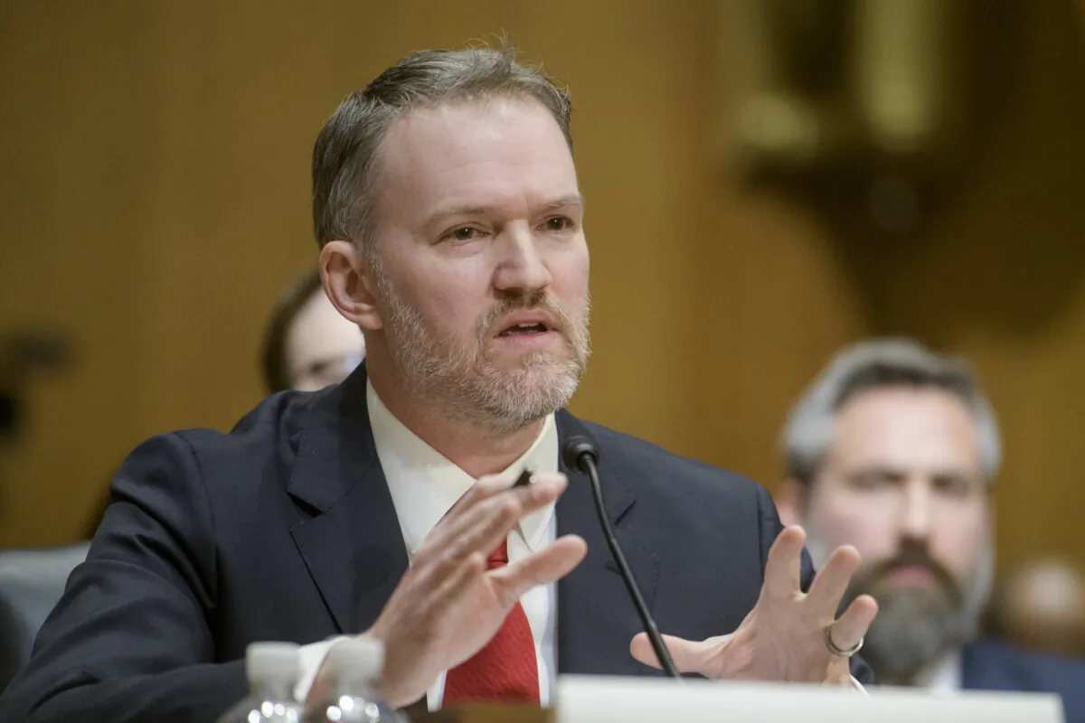 Jamieson Greer, U.S. President Donald Trump's nominee for United States trade representative, appears before the Senate Committee on Finance for his confirmation hearing on Capitol Hill, in Washington, on Feb. 6, 2025. (The Canadian Press/AP/Rod Lamkey, Jr.)