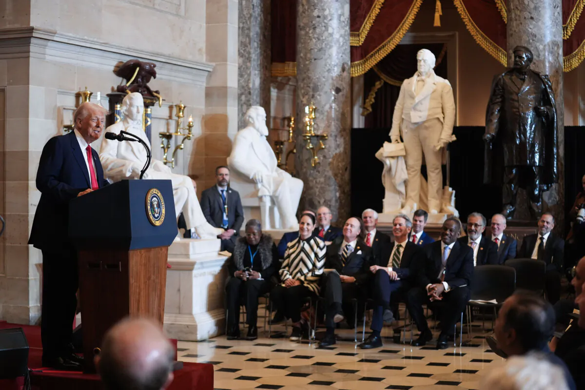 President Donald Trump speaks during the National Prayer Breakfast, at the Capitol in Washington, on Feb. 6, 2025. (Evan Vucci/AP Photo)