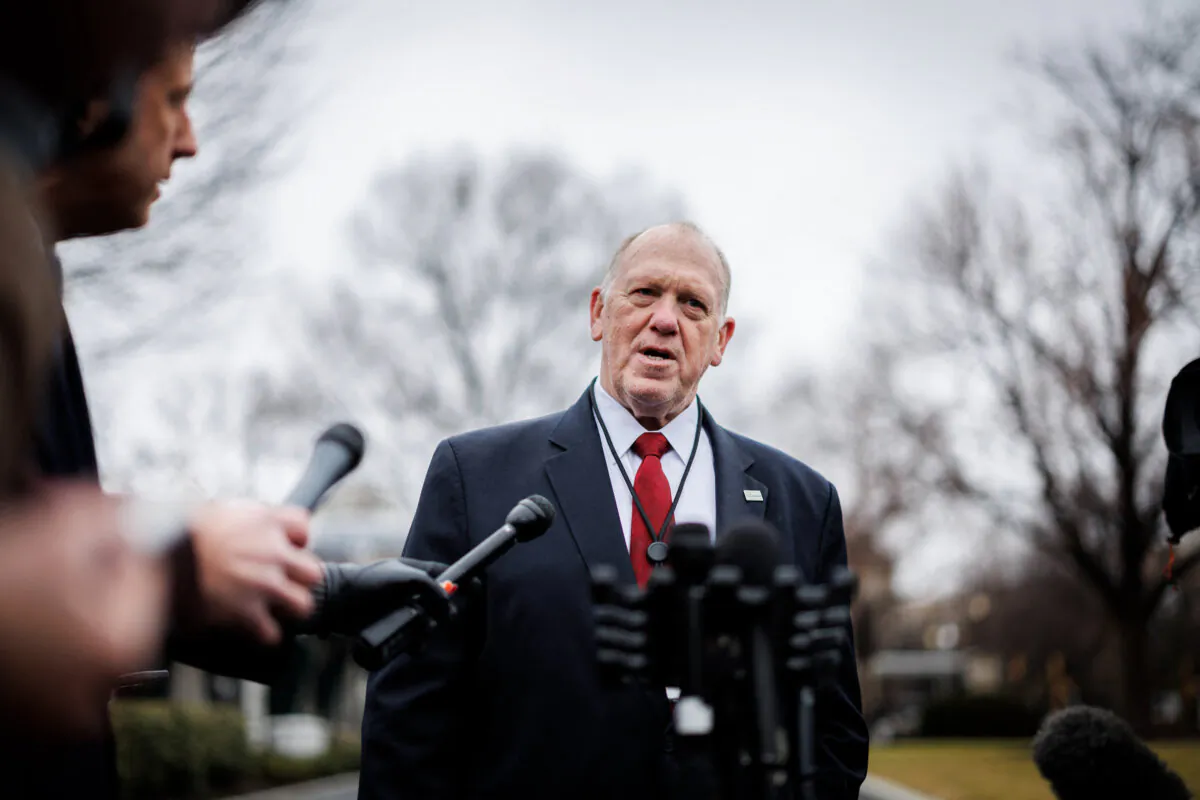 White House 'border czar' Tom Homan speaks to the press outside the West Wing of the White House in Washington, DC, on Feb. 6, 2025. (Ting Shen/AFP via Getty Images)
