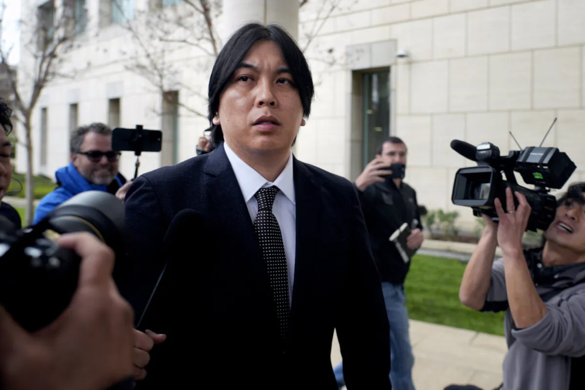 Ippei Mizuhara, former interpreter for Los Angeles Dodgers baseball star Shohei Ohtani expected to be sentenced for bank and tax fraud arrives at federal court in Santa Ana, Calif., on Feb. 6, 2025. (Damian Dovarganes/AP Photo)