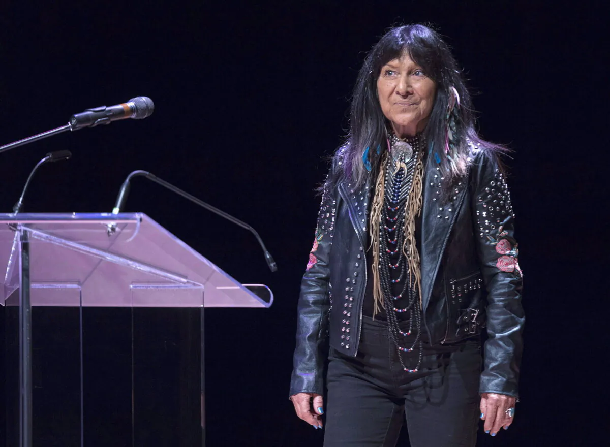 Buffy Sainte-Marie speaks in Halifax on April 17, 2018. (The Canadian Press/Andrew Vaughan) 