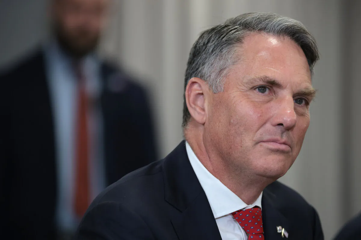 Australian Deputy Prime Minister and Defense Minister Richard Marles speaks during a bilateral meeting with U.S. Secretary of Defense Pete Hegseth at the Pentagon in Arlington, Virginia on Feb. 7, 2025. (Alex Wong/Getty Images)