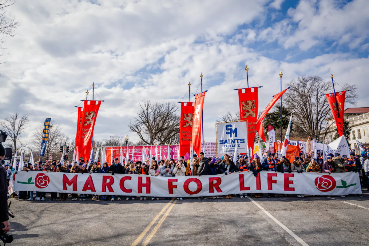 People take part in March for Life in Washington on Jan. 24, 2025. (Madalina Vasiliu/The Epoch Times)