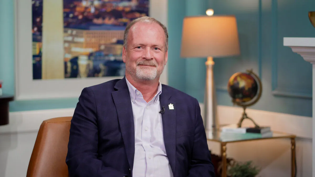 Dr. Gary Davidson in an interview with the host of The Epoch Times' American Thought Leaders Jan Jekielek. Davidson is the author and chair of the Alberta COVID-19 Task Force report. (The Epoch Times) 