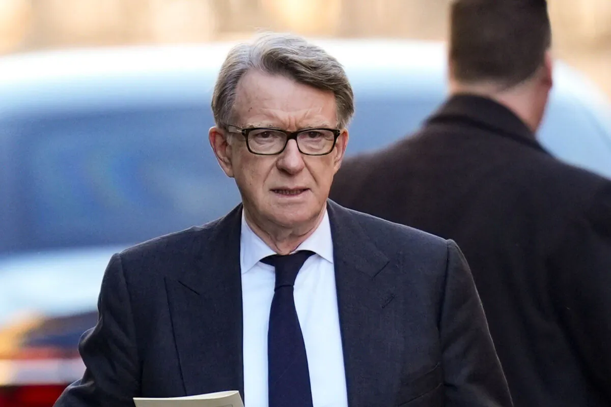 Lord Peter Mandelson leaving following the funeral service of Lord John Prescott at Hull Minster, Kingston upon Hull, Yorkshire, on Jan. 30, 2025. (Danny Lawson/PA)