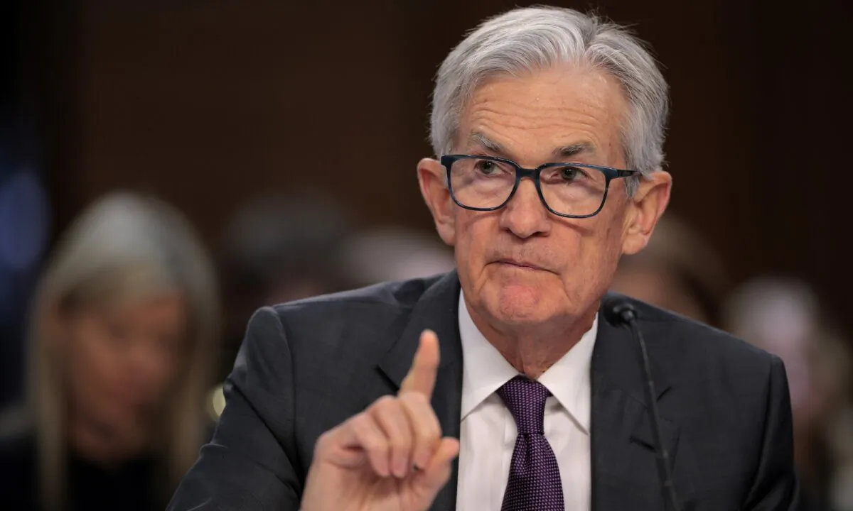 Federal Reserve Chair Jerome Powell testifies before the Senate Banking Committee on Capitol Hill, in Washington, on Feb. 11, 2025. (Chip Somodevilla/Getty Images)