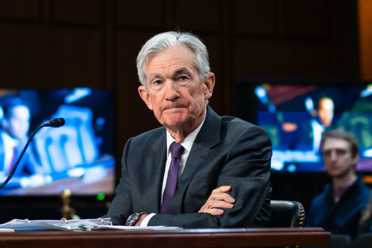 Federal Reserve Chairman Jerome Powell testifies before the Senate Committee on Banking, Housing, and Urban Affairs in Washington on Feb. 11, 2025. (Madalina Vasiliu/The Epoch Times)