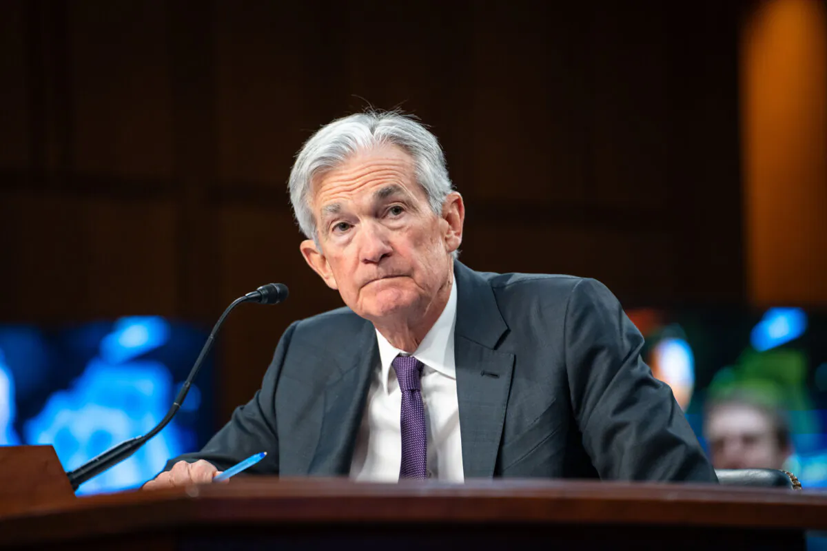 Federal Reserve Chairman Jerome Powell testifies before the Senate Committee on Banking, Housing, and Urban Affairs on Capitol Hill on Feb. 11, 2025. (Madalina Vasiliu/The Epoch Times)