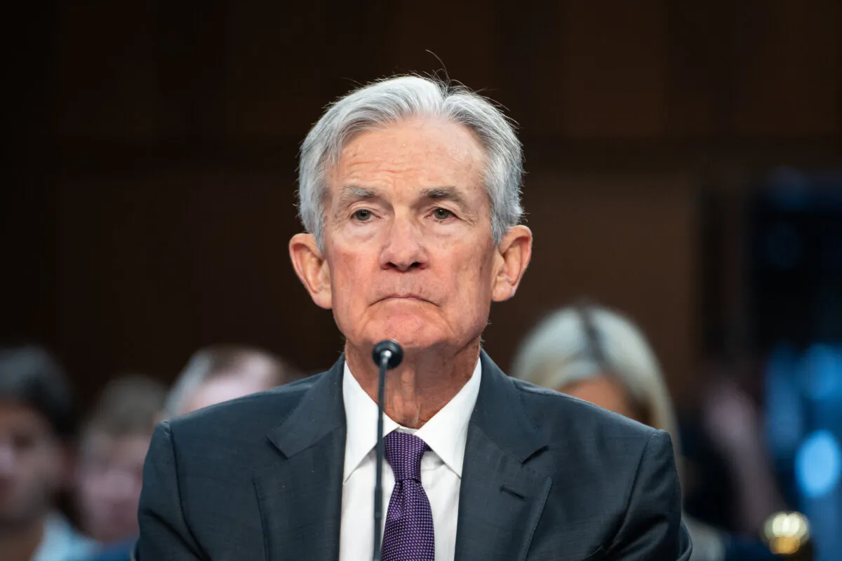 Federal Reserve Chairman Jerome Powell testifies before the Senate Committee on Banking, Housing, and Urban Affairs on in Washington on Feb. 11, 2025. (Madalina Vasiliu/The Epoch Times)