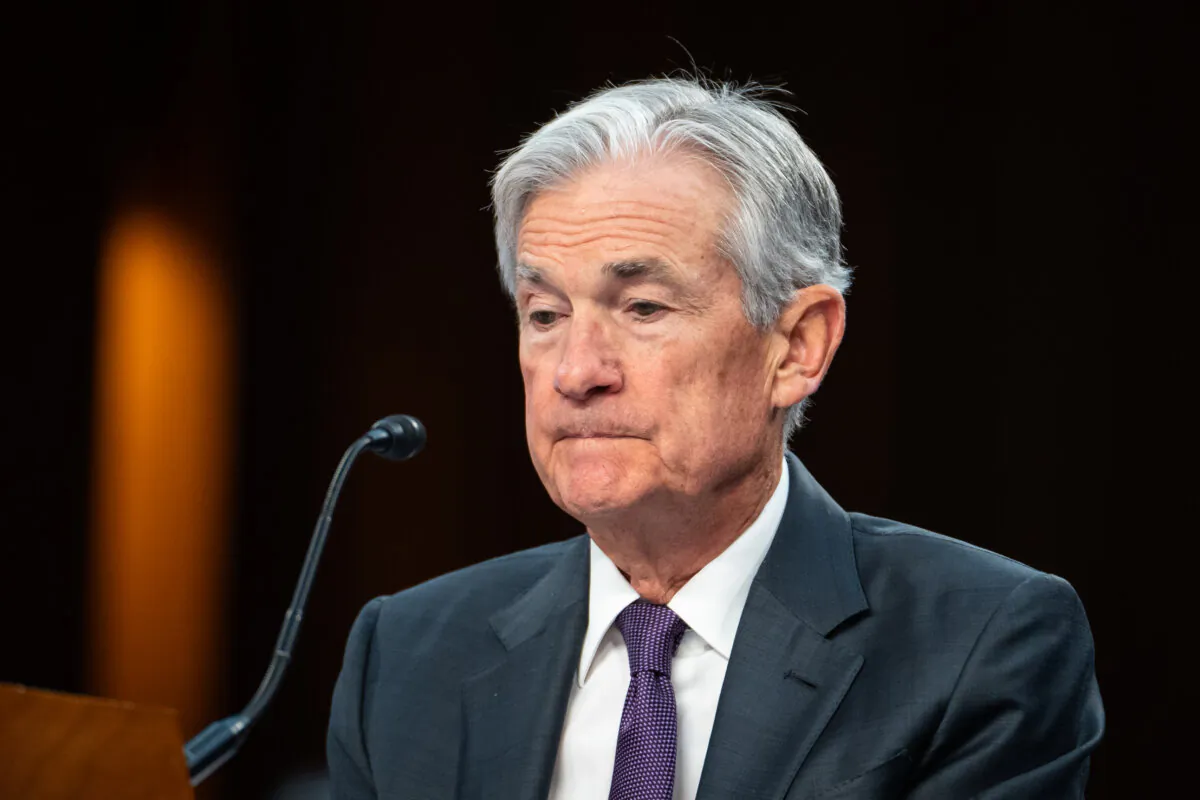 Federal Reserve Chairman Jerome Powell testifies before the Senate Committee on Banking, Housing, and Urban Affairs on Capitol Hill in Washington on Feb. 11, 2025. (Madalina Vasiliu/The Epoch Times)
