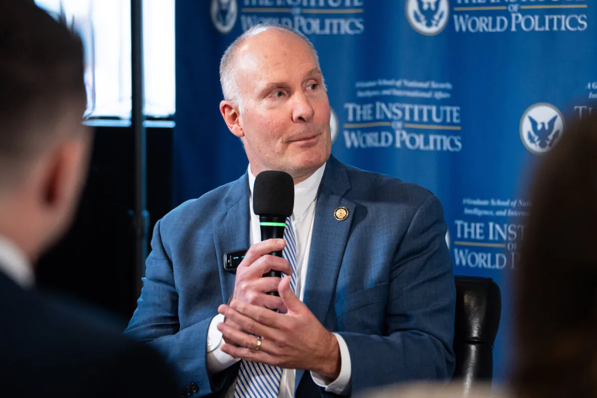 Chairman of the House Select Committee on the Chinese Communist Party Rep. John Moolenaar (R-Mich.) speaks during an event in Washington on Feb. 11, 2025. (Madalina Vasiliu/The Epoch Times)