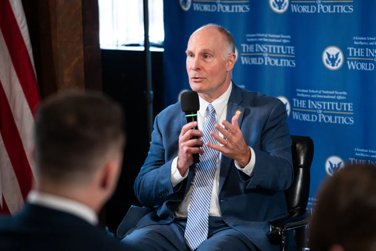 Rep. John Moolenaar (R-Mich.), chairman of the House Select Committee on the Chinese Communist Party, speaks during an event in Washington on Feb. 11, 2025. (Madalina Vasiliu/The Epoch Times)