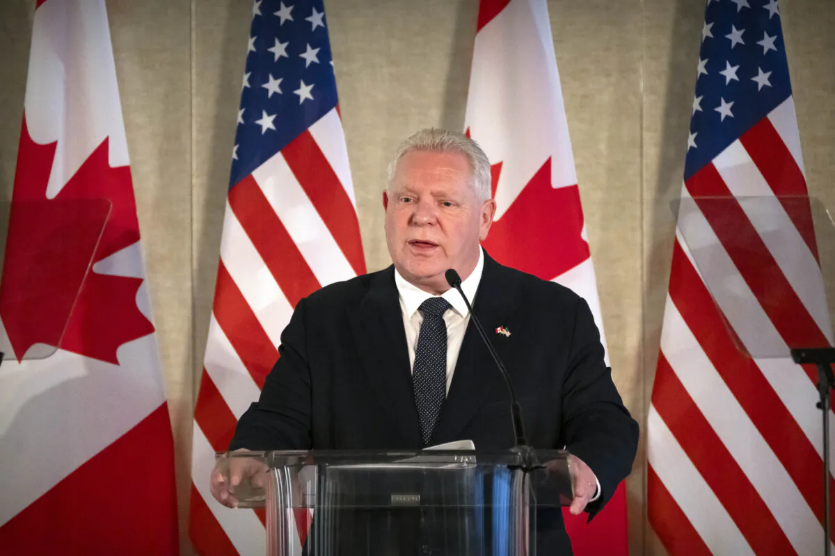 Ontario Premier Doug Ford speaks during an event with the U.S. Chamber of Commerce in Washington, D.C., on Feb. 11, 2025. (AP Photo/Mark Schiefelbein).