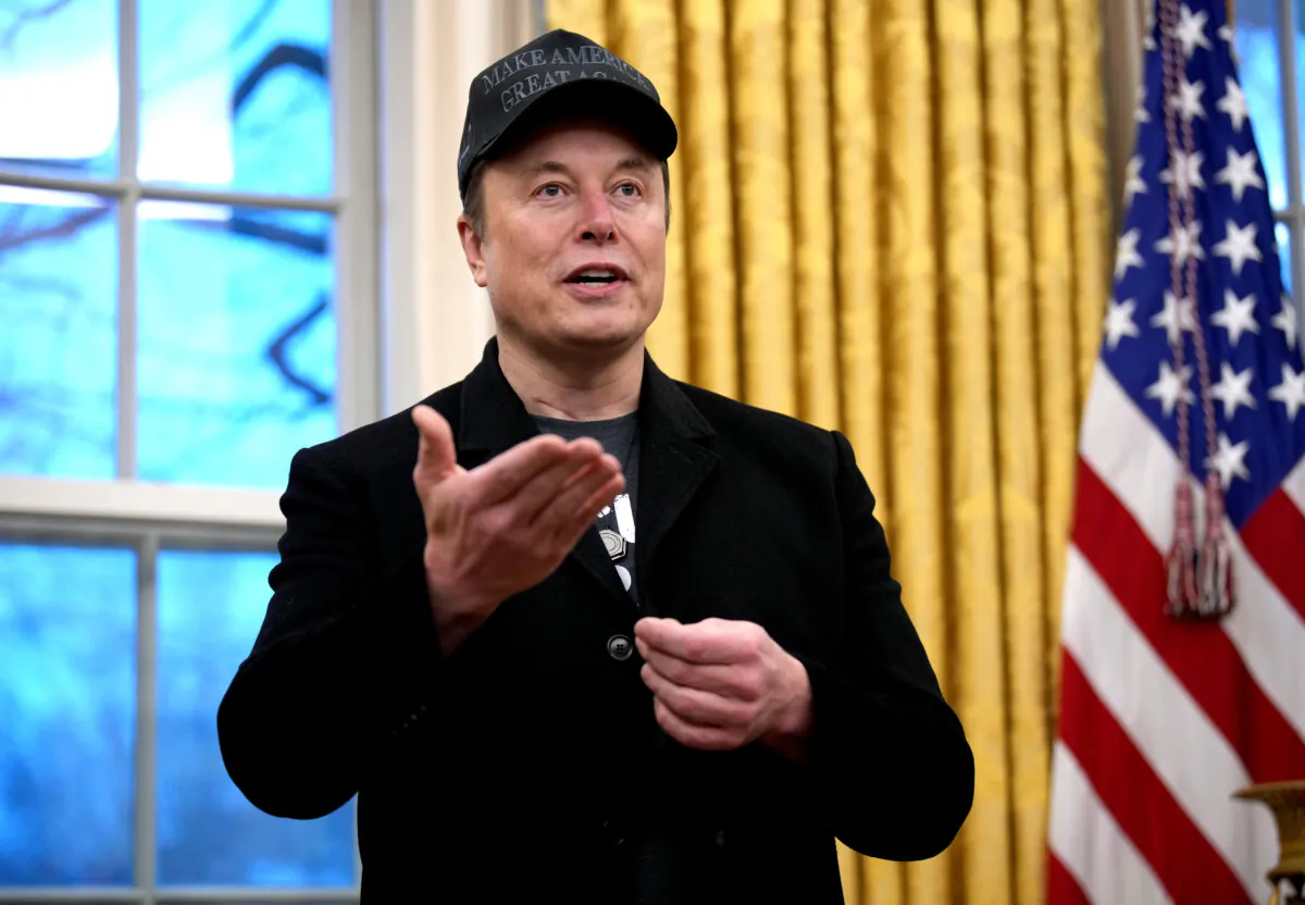 Tesla and SpaceX CEO Elon Musk delivers remarks as he join President Donald Trump during an executive order signing in the Oval Office at the White House on Feb. 11, 2025. (Andrew Harnik/Getty Images)