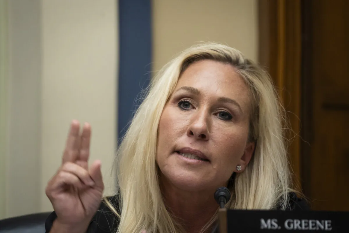 Rep. Marjorie Taylor Greene (R-Ga.) speaks at a hearing in Washington on June 3, 2024. (Madalina Vasiliu/The Epoch Times)