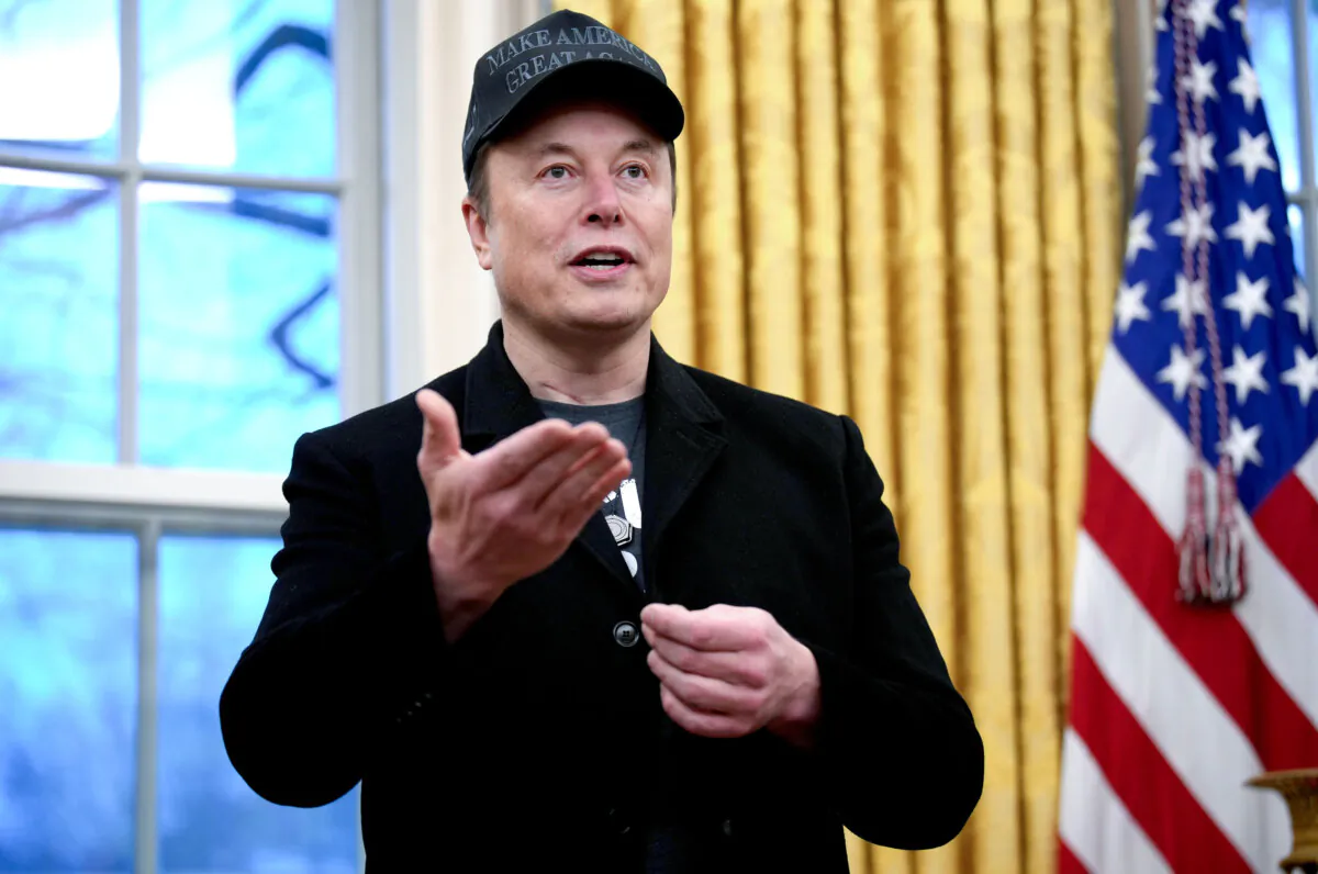 Tesla and SpaceX CEO Elon Musk delivers remarks as he join President Donald Trump during an executive order signing in the Oval Office at the White House on Feb. 11, 2025. (Andrew Harnik/Getty Images)
