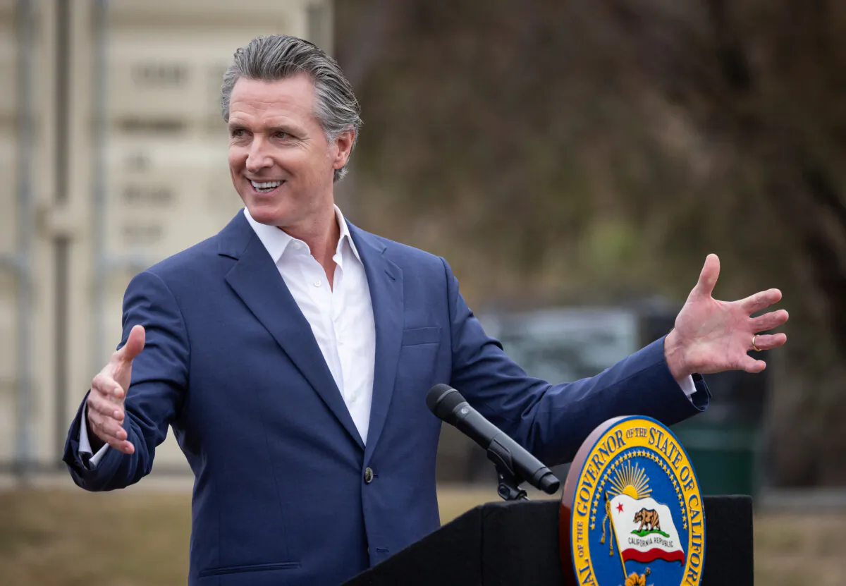California Governor Gavin Newsom speaks in Los Angeles on Sept. 25, 2024. (John Fredricks/The Epoch Times)