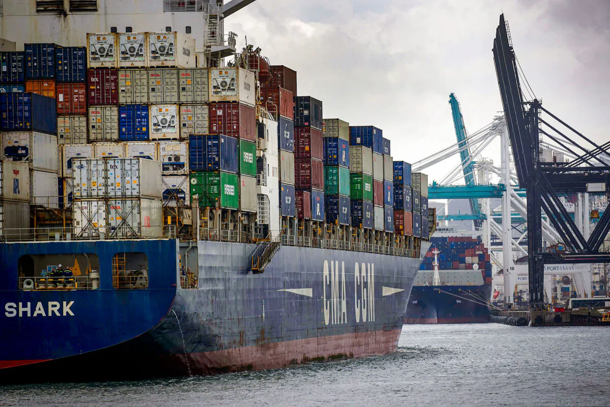 The CMA CGM White Shark cargo ship prepares to dock at Port Miami as the United States and China engage in an ongoing trade war, in Miami Beach, Fla., on May 16, 2019. (Joe Raedle/Getty Images)