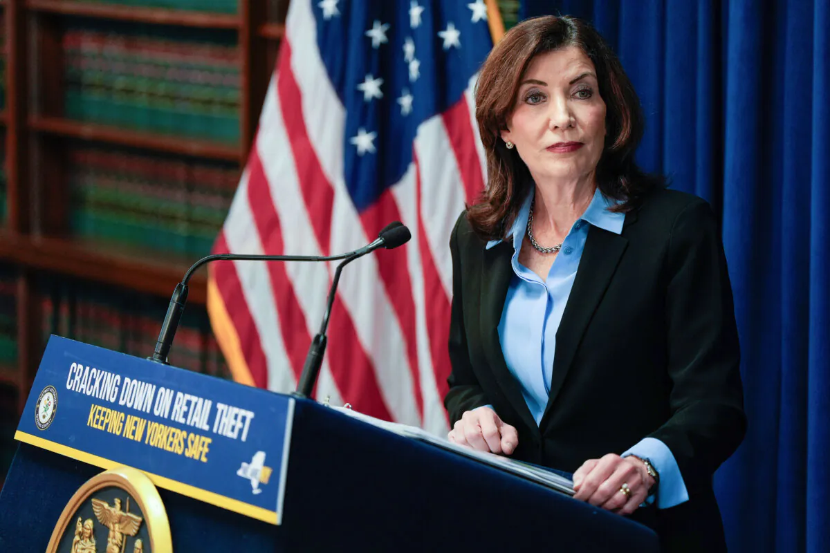 New York Gov. Kathy Hochul speaks at a press conference in New York City on Nov. 26, 2024. (Julia Demaree Nikhinson/AP Photo)