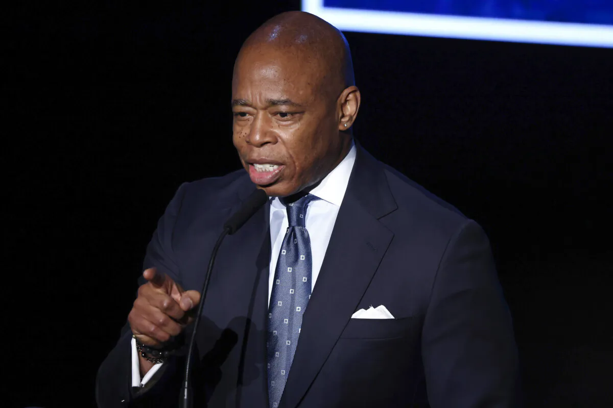 Mayor Eric Adams speaks during State of the City address in New York on Jan. 9, 2025. (Michael M. Santiago/Getty Images)