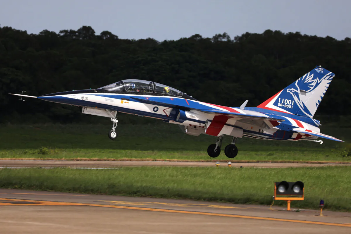 An AIDC T-5 Brave Eagle, Taiwan's first locally manufactured advanced jet trainer, takes off in Taichung, Taiwan, June 22, 2020. (Ann Wang/Reuters)