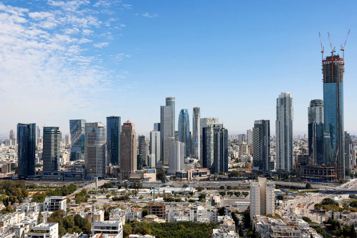 High-rise buildings in the Israeli coastal city of Tel Aviv on Feb. 15, 2025. (Jack Guez/AFP via Getty Images)