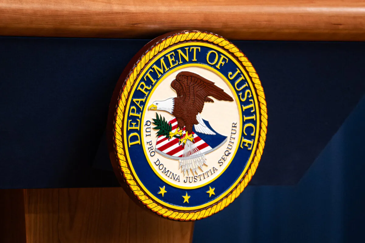 The Department of Justice in Washington on Feb. 12, 2025. (Madalina Vasiliu/The Epoch Times)