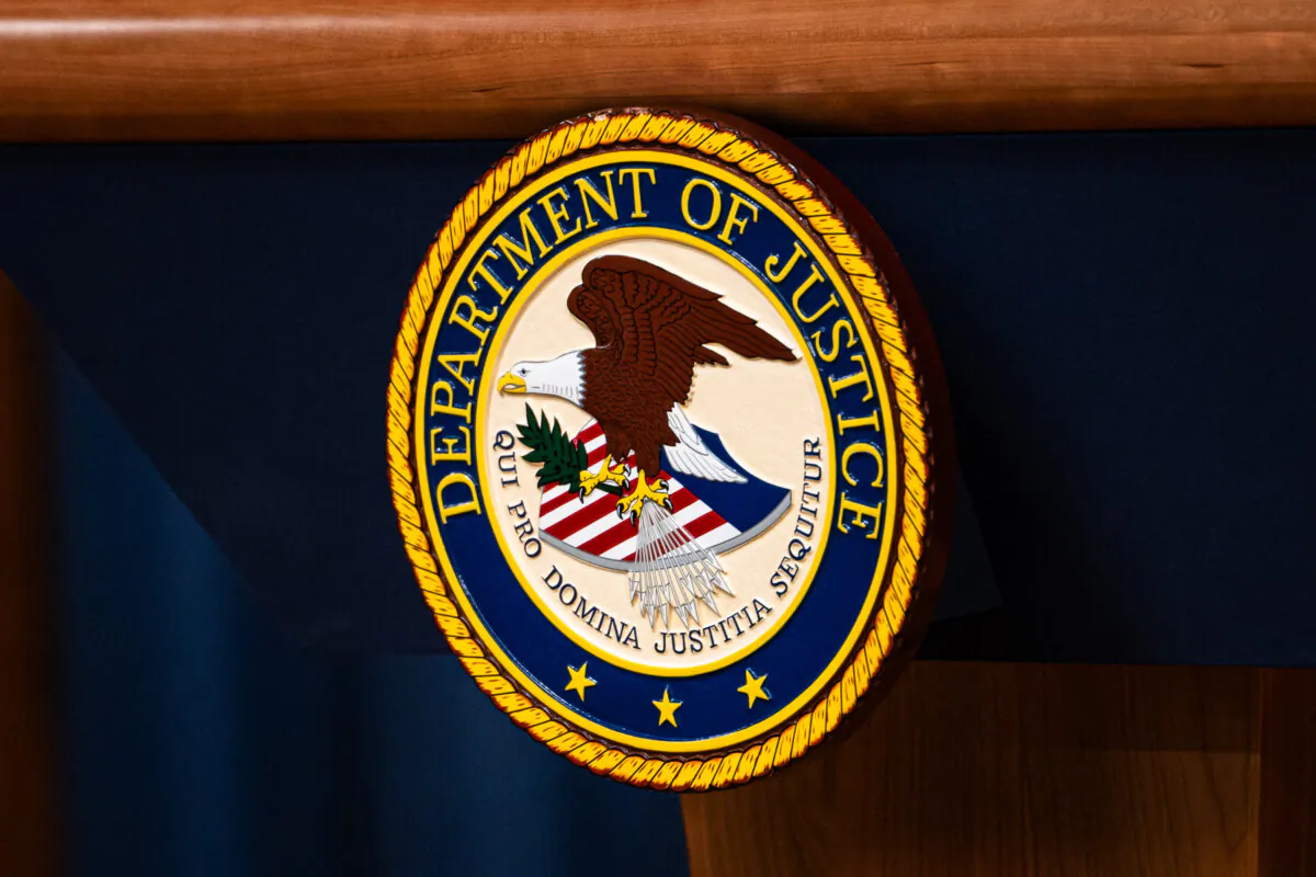 The Department of Justice in Washington on Feb. 12, 2025. (Madalina Vasiliu/The Epoch Times)