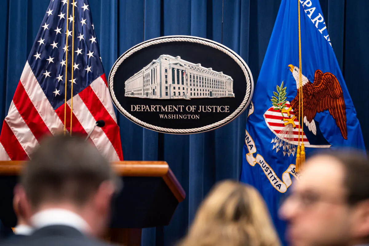 The Department of Justice in Washington on Feb. 12, 2025. (Madalina Vasiliu/The Epoch Times)