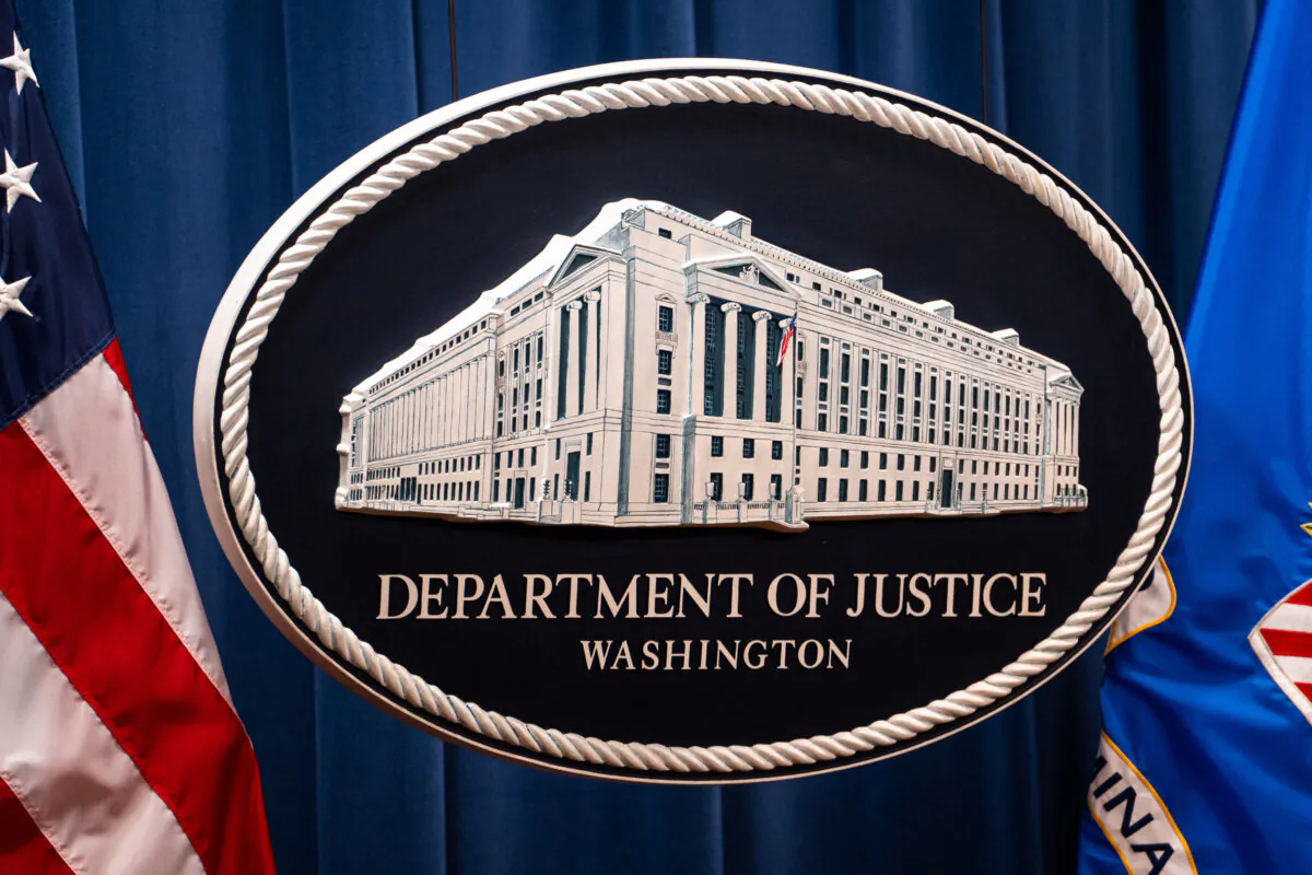 The Department of Justice in Washington on Feb. 12, 2025. (Madalina Vasiliu/The Epoch Times)