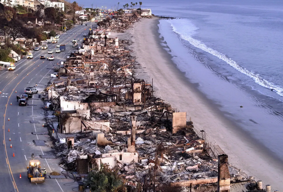 An aerial view of beachfront homes that burned in the Palisades Fire as wildfires caused damage and loss through the Los Angeles region in Malibu, Calif., on Jan. 15, 2025. (Mario Tama/Getty Images)