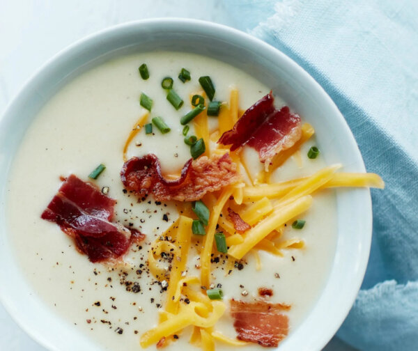 Creamy Potato Soup With Bacon and Cheddar