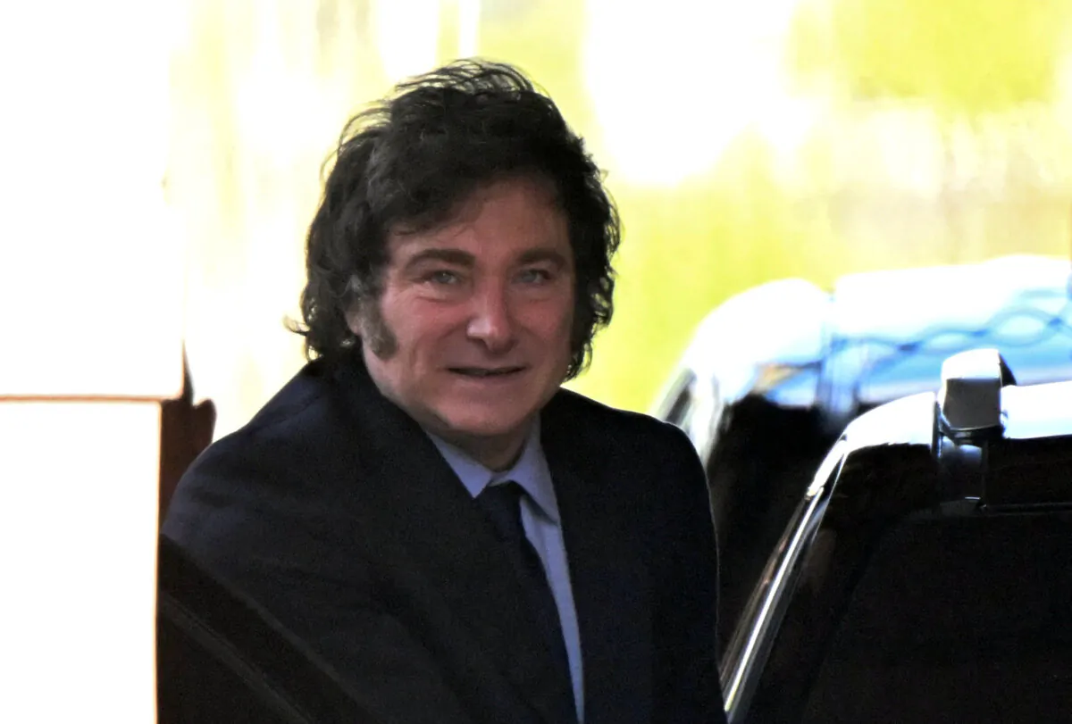 Argentina's President Javier Milei leaves the Casa Rosada presidential palace in Buenos Aires on Feb. 17, 2025. (Luis Robayo/AFP via Getty Images)