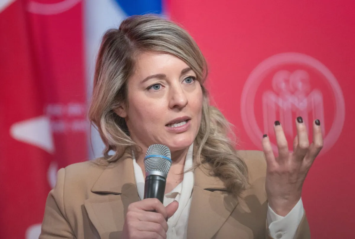 Minister of Foreign Affairs Melanie Joly discusses Canada-United States relations during a luncheon with the Chamber of Commerce of Metropolitan Montreal in Montreal on Feb. 4, 2025. (The Canadian Press/Christinne Muschi)