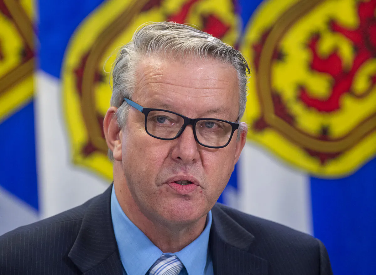 John Lohr fields a question in Halifax on Oct. 20, 2021. (The Canadian Press/Andrew Vaughan) 