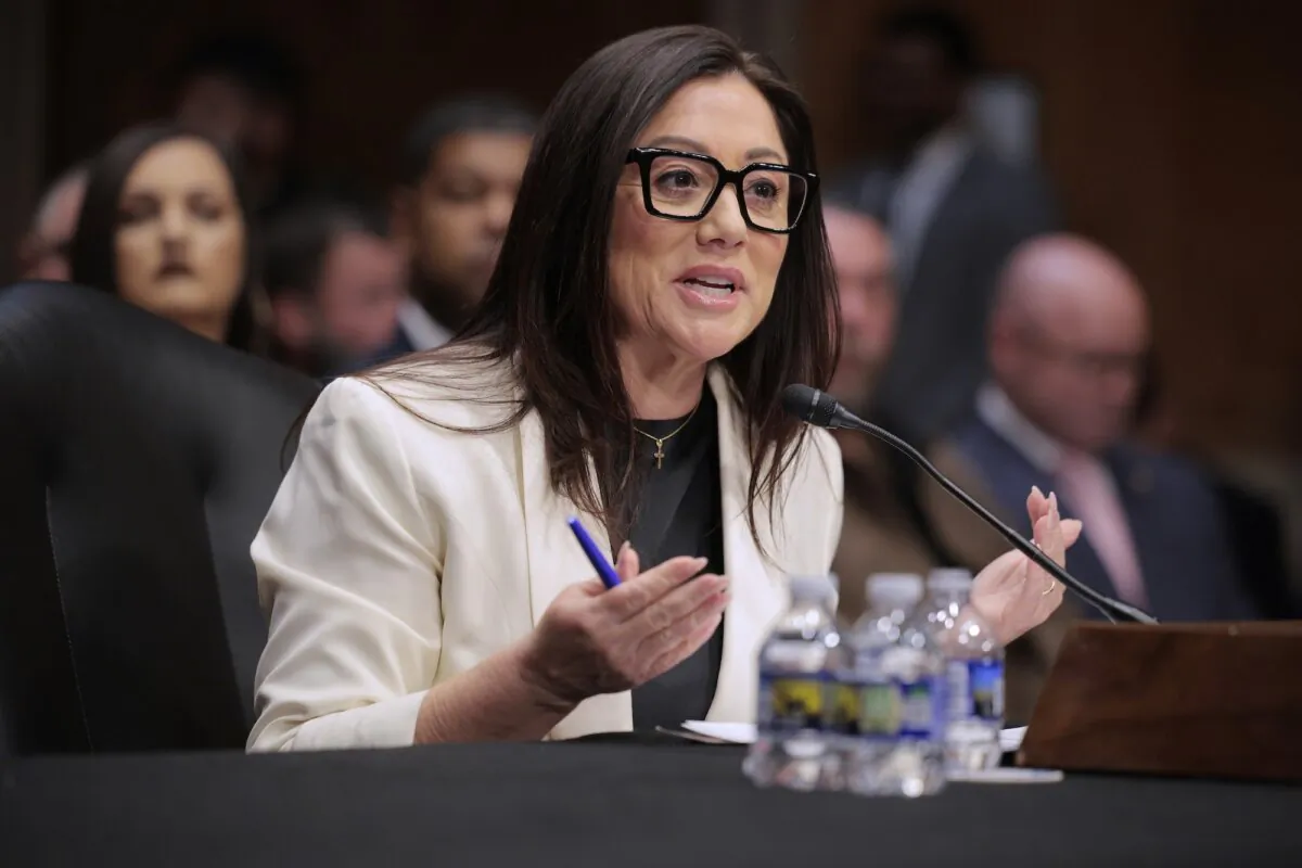 Lori Chavez-DeRemer, President Donald Trump’s pick to lead the Labor Department, testifies during her confirmation hearing before the Senate Health, Education, Labor and Pensions Committee in the Dirksen Senate Office Building on Capitol Hill in Washington, on Feb. 19, 2025. (Chip Somodevilla/Getty Images)