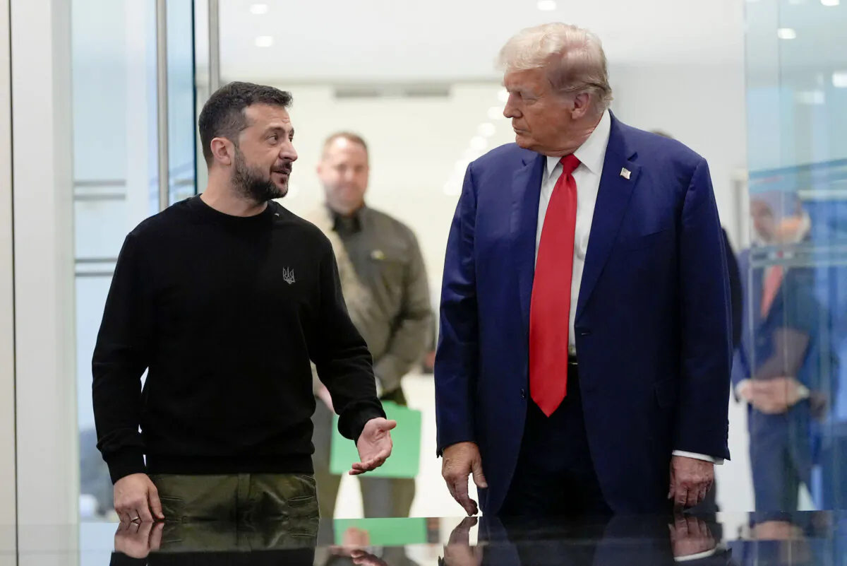 President-elect Donald Trump with Ukrainian President Volodymyr Zelenskyy in New York City on Sept. 27, 2024. (Julia Demaree Nikhinson/AP)