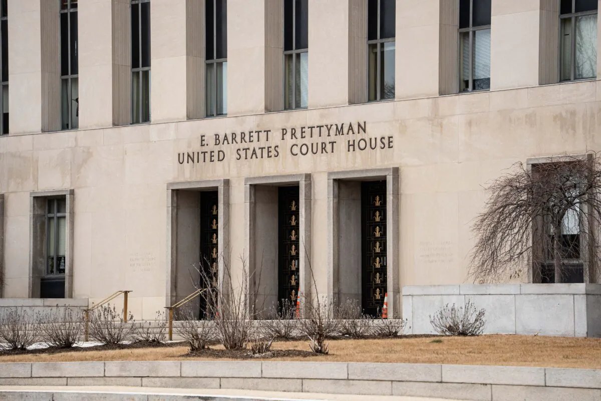 The E. Barrett Prettyman U.S. Courthouse in Washington on Feb. 19, 2025. (Madalina Vasiliu/The Epoch Times)