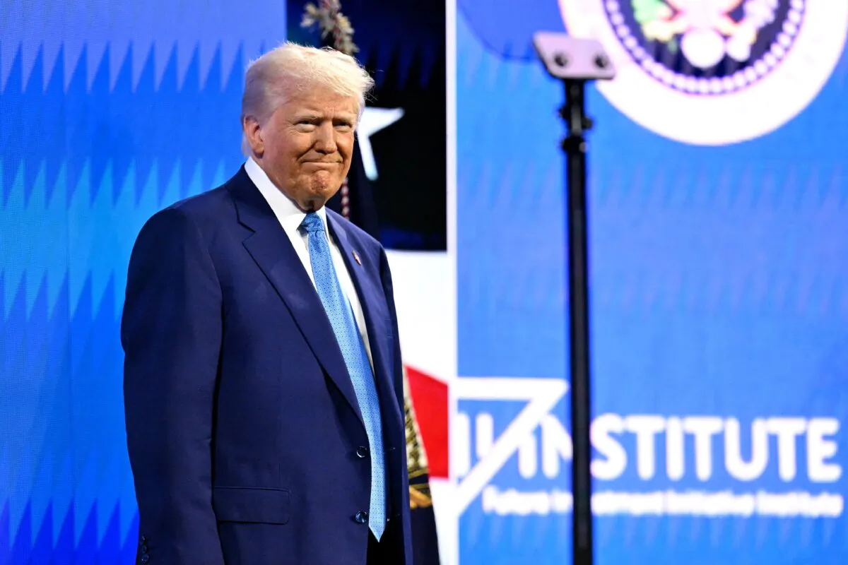 President Donald Trump walks on stage to speak at FII PRIORITY Miami 2025 Summit (Future Investment Initiative) at the Faena Hotel & Forum in Miami Beach, Fla., on Feb. 19, 2025. (Roberto Schmidt/AFP via Getty Images)