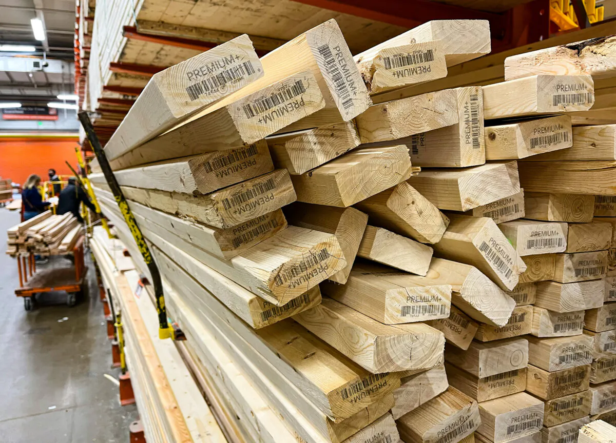 Piles of lumber are seen for sale at a home improvement store in Falls Church, Va., on Feb. 3, 2025. (Saul Loeb/AFP via Getty Images)