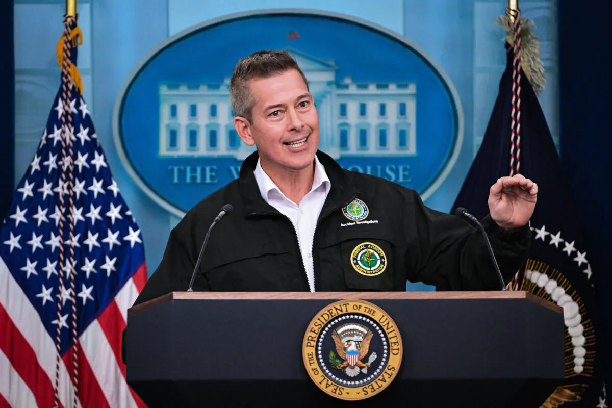 Transportation Secretary Sean Duffy speaks at the Brady Press Briefing Room at the White House on Jan. 30, 2025. (Roberto Schmidt/AFP via Getty Images)