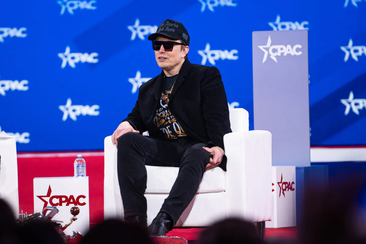 Advisor to President Donald Trump who oversees DOGE, Elon Musk, speaks at CPAC in Oxon Hill, Md., on Feb. 20, 2025. (Madalina Vasiliu/The Epoch Times)