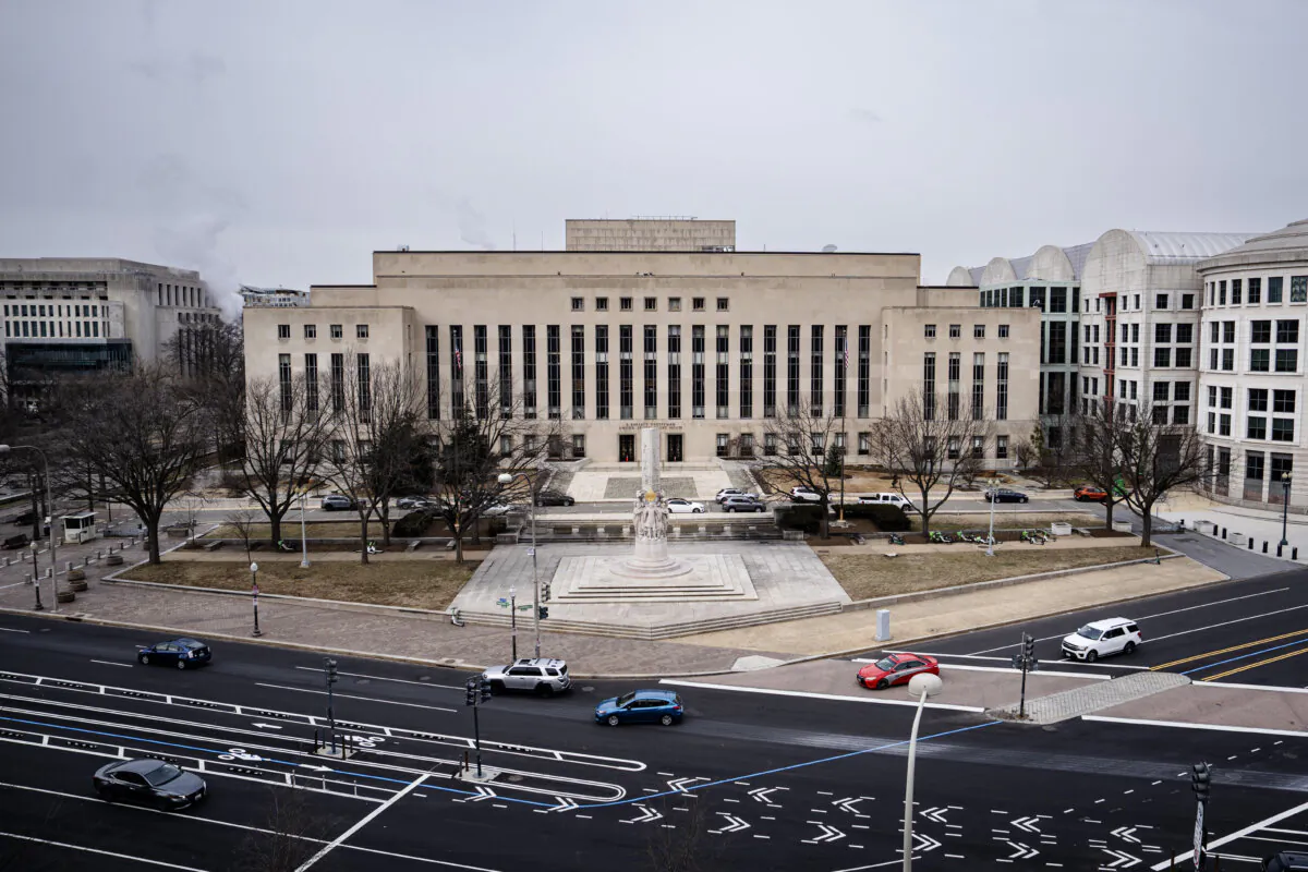 The E. Barrett Prettyman U.S. Court House in Washington on Feb. 19, 2025. (Madalina Vasiliu/The Epoch Times)