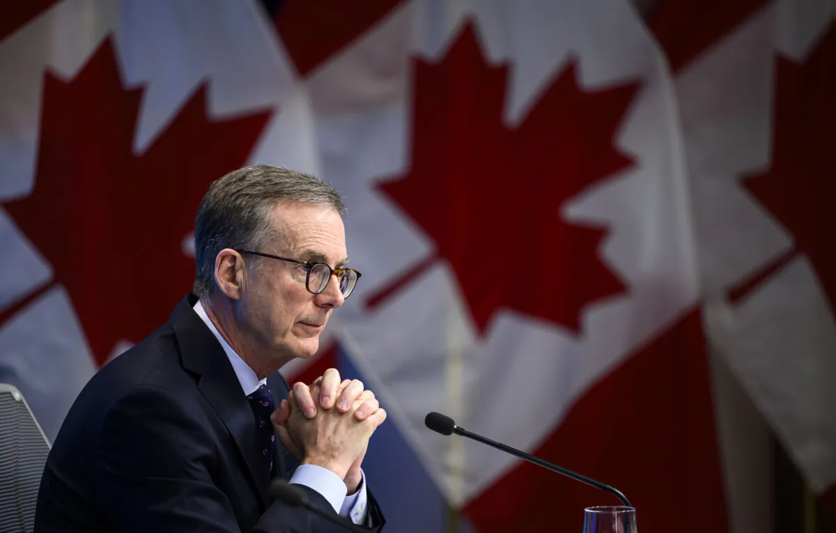 Bank of Canada governor Tiff Macklem participates in a news conference on the Bank's interest rate announcement and release of the Monetary Policy Report, in Ottawa, on Jan. 29, 2025. (The Canadian Press/Justin Tang)