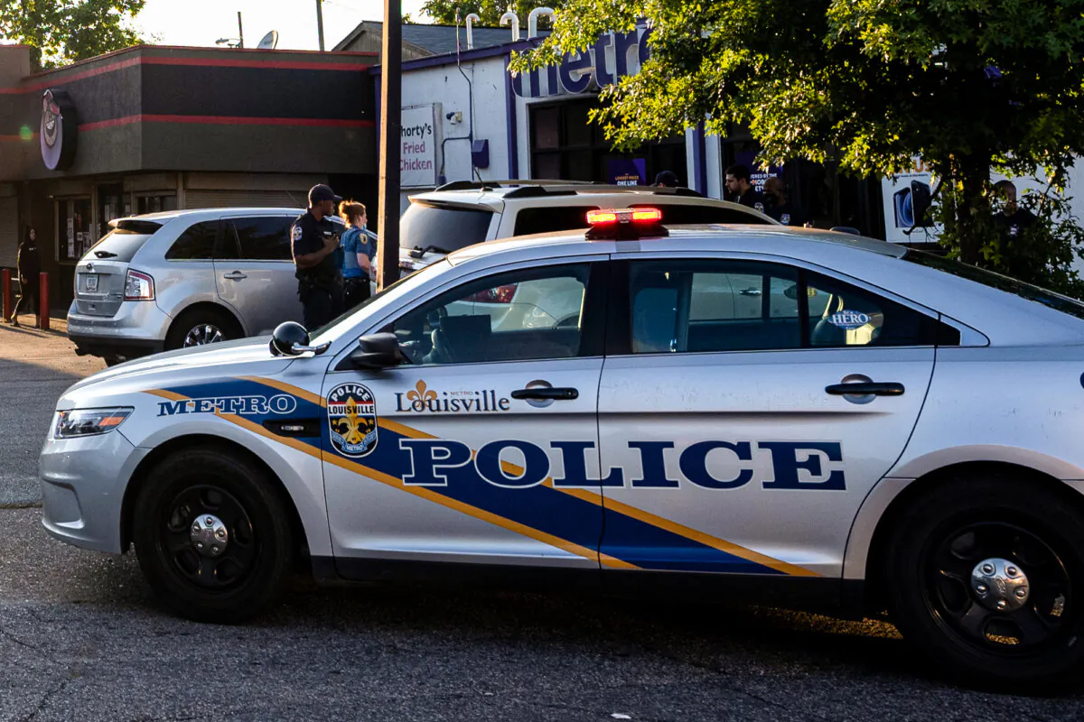 A Louisville Metro Police cruiser in Louisville, Ky., on Sept. 1, 2021. (Jon Cherry/Getty Images)