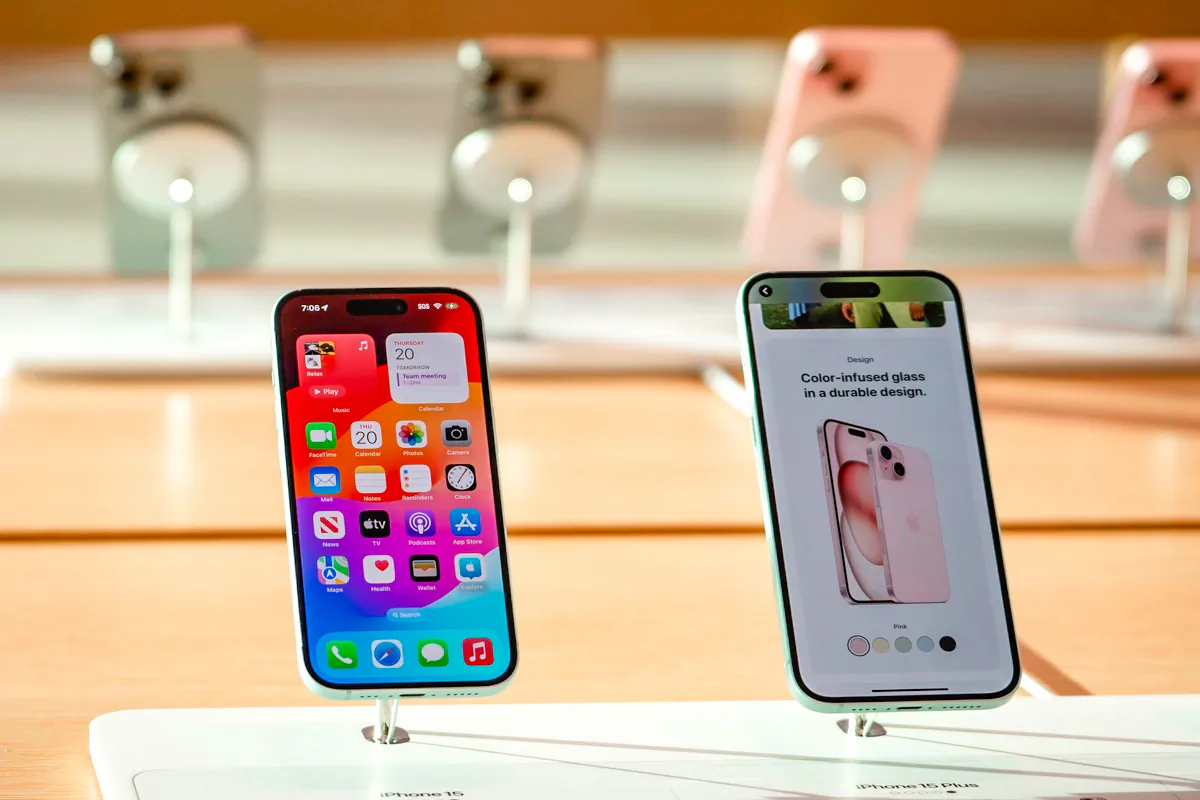 Apple products at an Apple Store in Columbia, Md., on June 20, 2024. (Madalina Vasiliu/The Epoch Times)