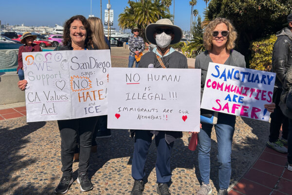 protesters at California State Senator Brian Jones's press conference