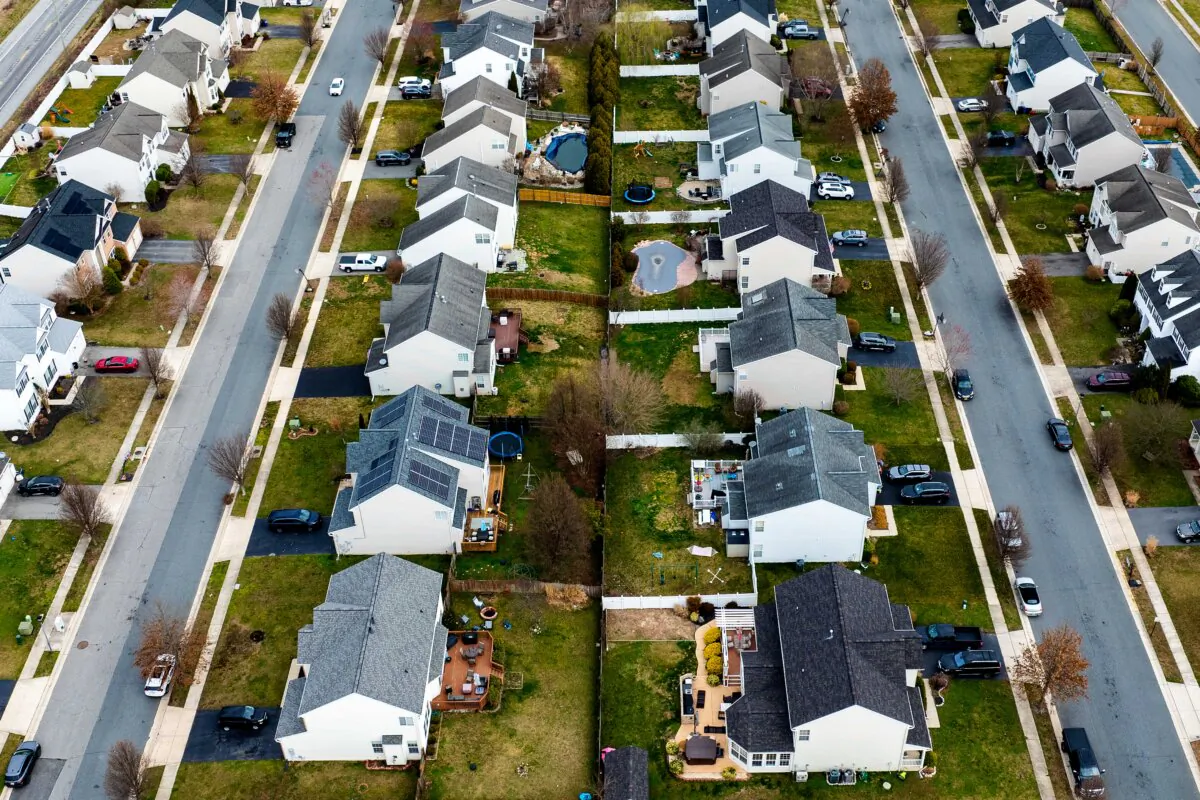 An aerial view of homes near the Chesapeake Bay in Centreville, Md., on March 4, 2024. (Jim Watson/AFP via Getty Images)